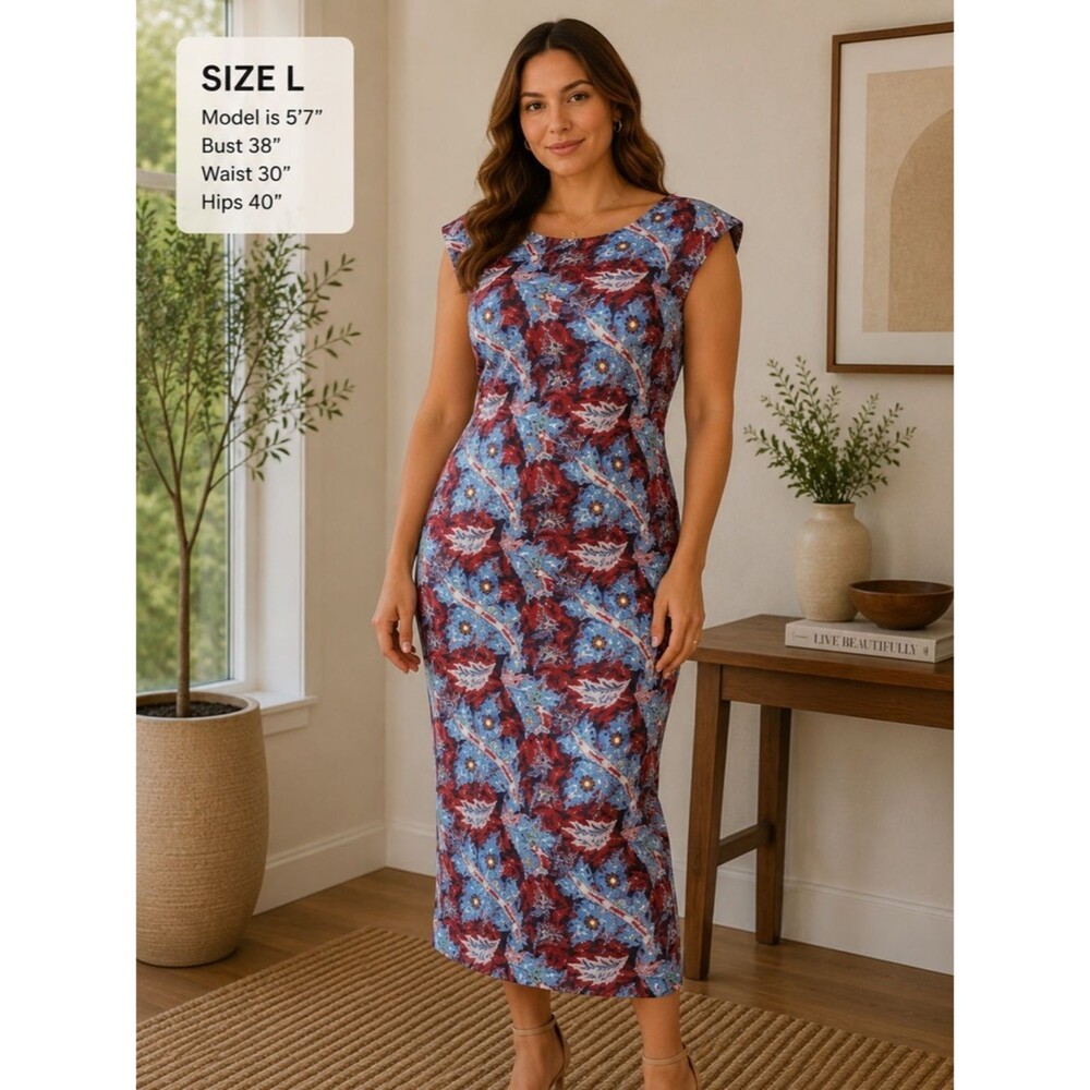 Womens Premise Floral Midi Dress Women’s Size Large spring wedding guest dress